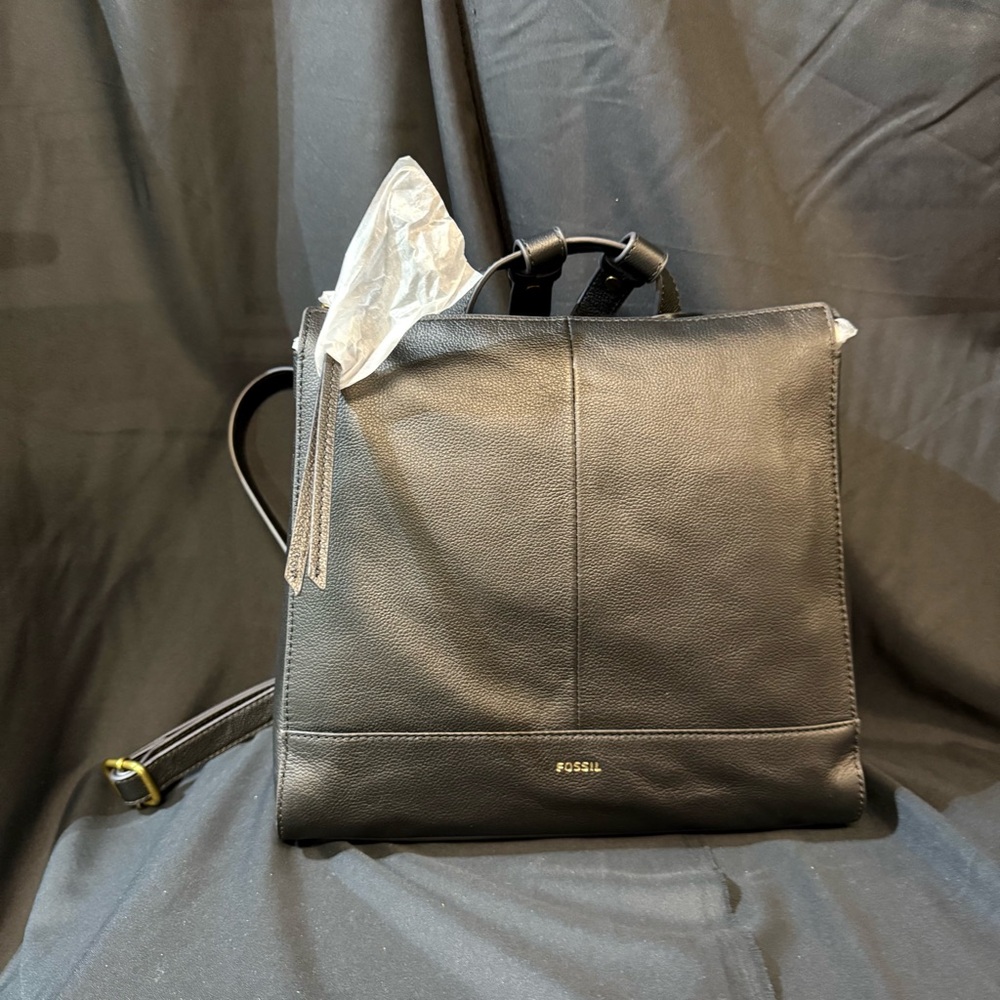 Fossil Black Leather Women's Backpack